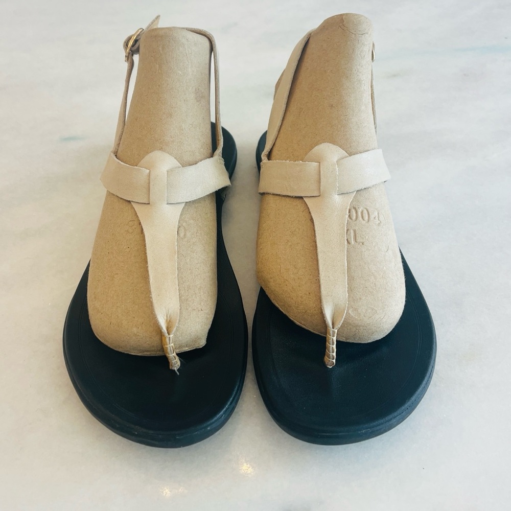 Olukai 'EKEKEU Women's Thong Slingback Sandals Tapa/Black Beige Size 7 - Picture 4 of 12